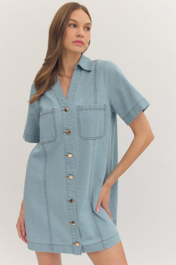 Simple + Sweet Denim Shift Dress