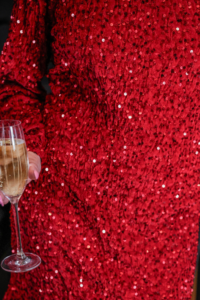 Old Flame Sequin Dress- Red