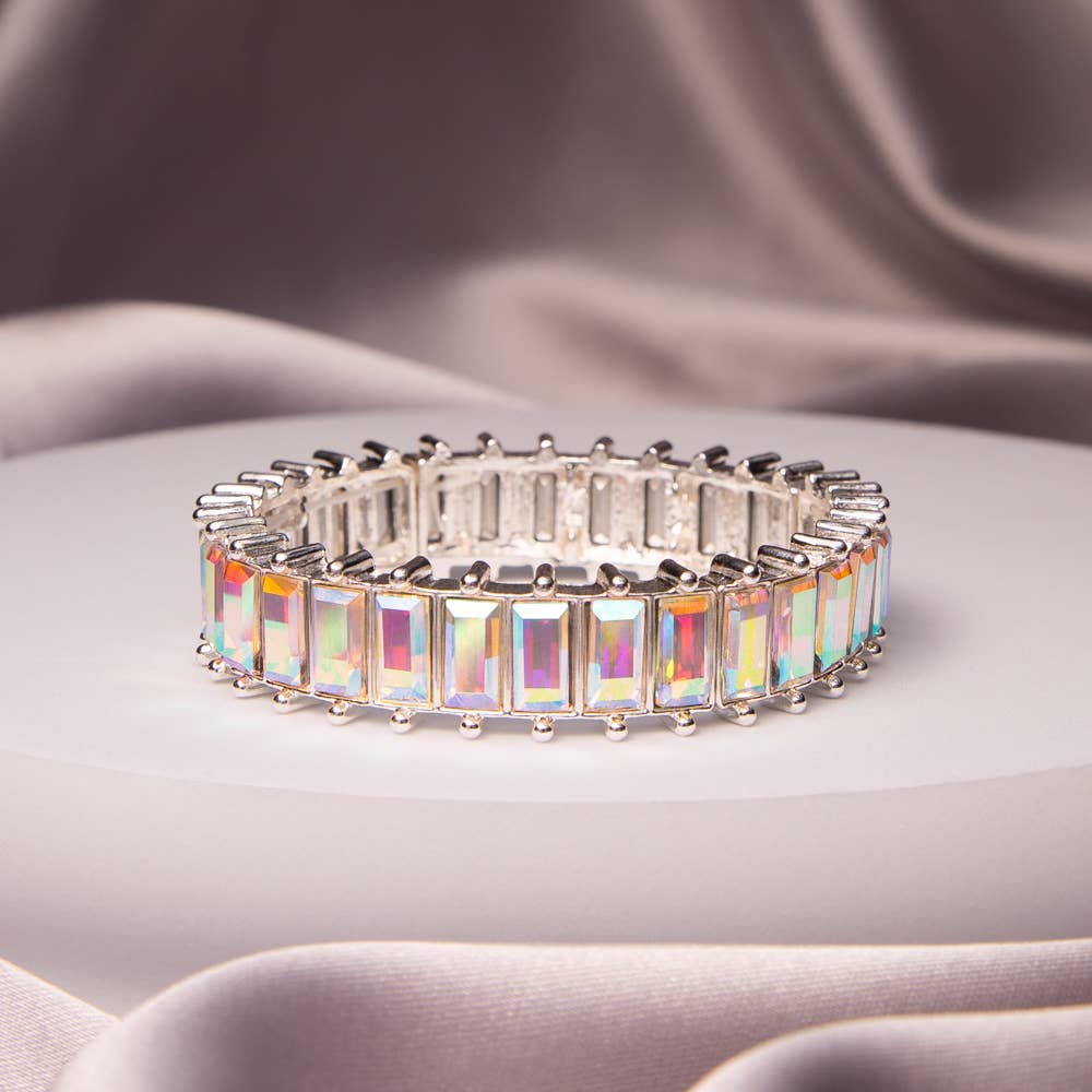 Oversize Baguette Cut Crystal Stretch Bracelet