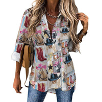 Baha Ranch Danilo Painted Cowgirl Collage Button Up Shirt