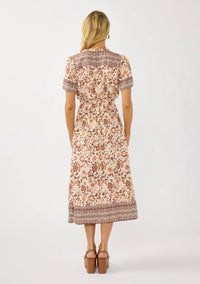 Placket Smocked Midi Dress