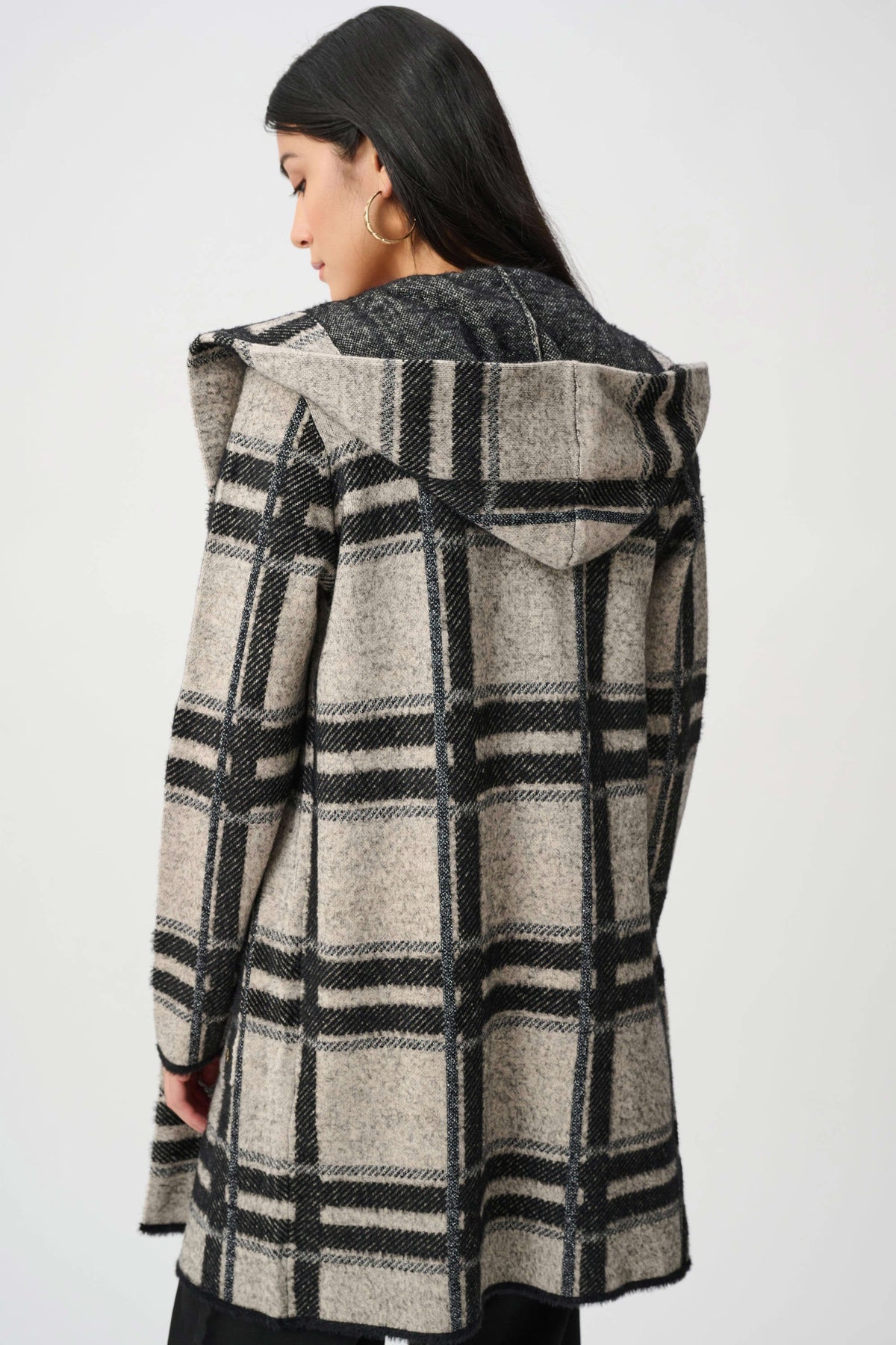 Brushed Jacquard Plaid Hooded Jacket