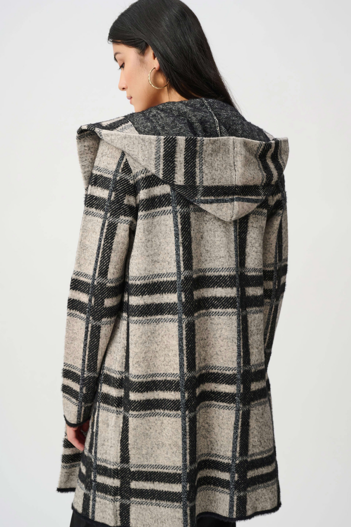 Brushed Jacquard Plaid Hooded Jacket