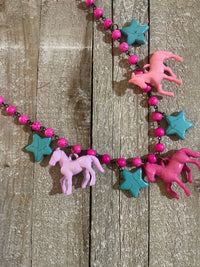 Pink Ponies & Stars Necklace 