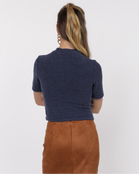 Sage The Label Mellow Mock Short Sleeve Knit Top