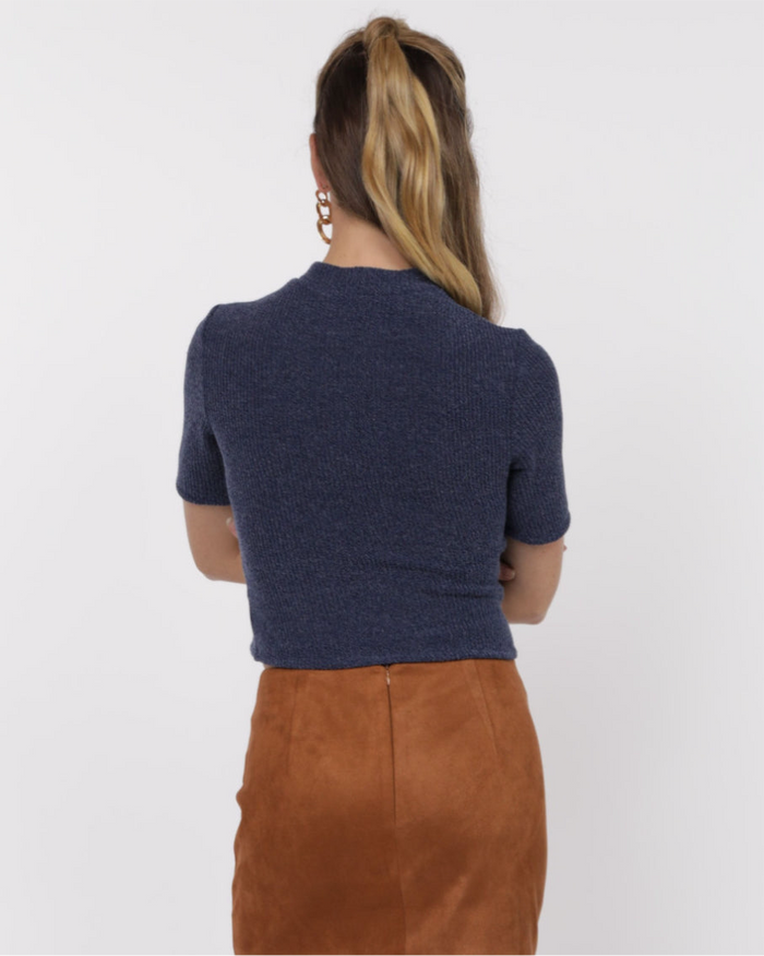 Sage The Label Mellow Mock Short Sleeve Knit Top