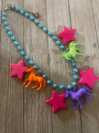 Colorful Pony & Star Necklace-whimsical/western/equestrian 