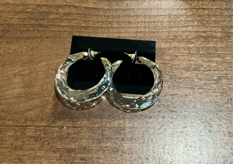 Gold Clear Hoop Earrings