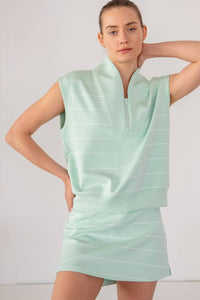Modal Scuba Stripe Luxe V-NECK Sleeveless Top And Skort Set