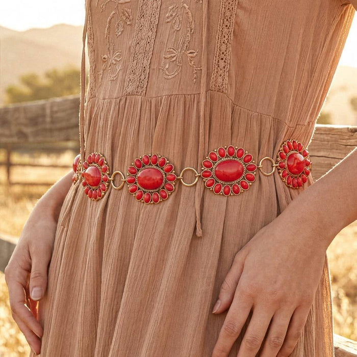 Western Oval Concho Disc Chain Belt