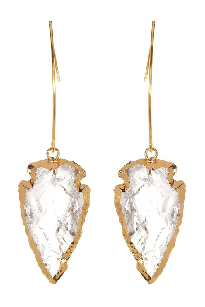 Arrowhead Earrings - Clear Agate