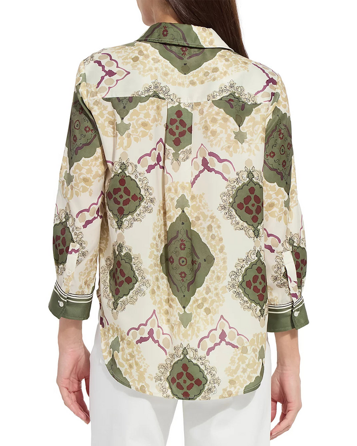 Lysse Ishani Roll Tab Printed Shirt