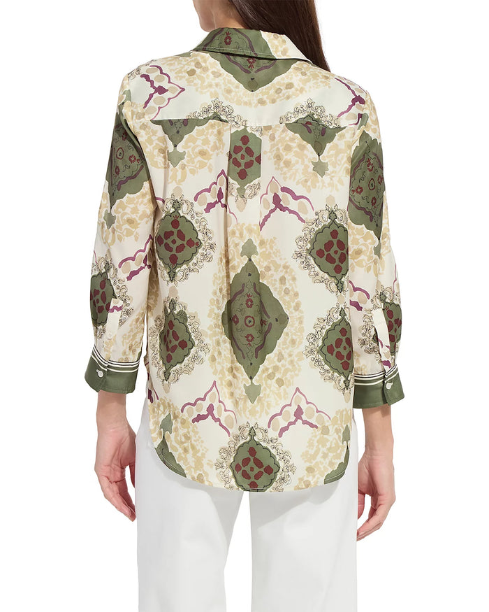 Lysse Ishani Roll Tab Printed Shirt