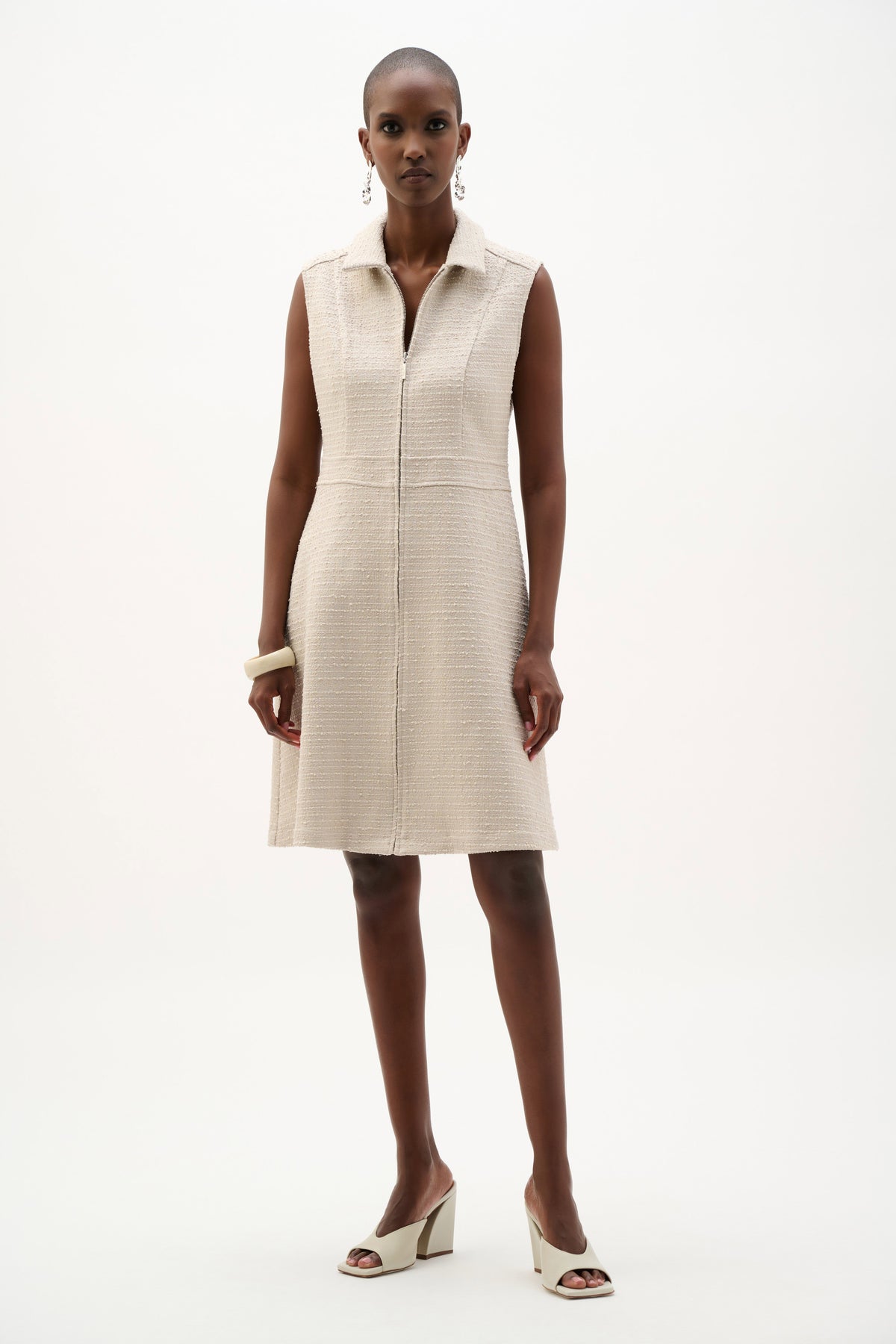 Joseph Ribkoff Bouclé A-Line Dress With Zipped Neckline