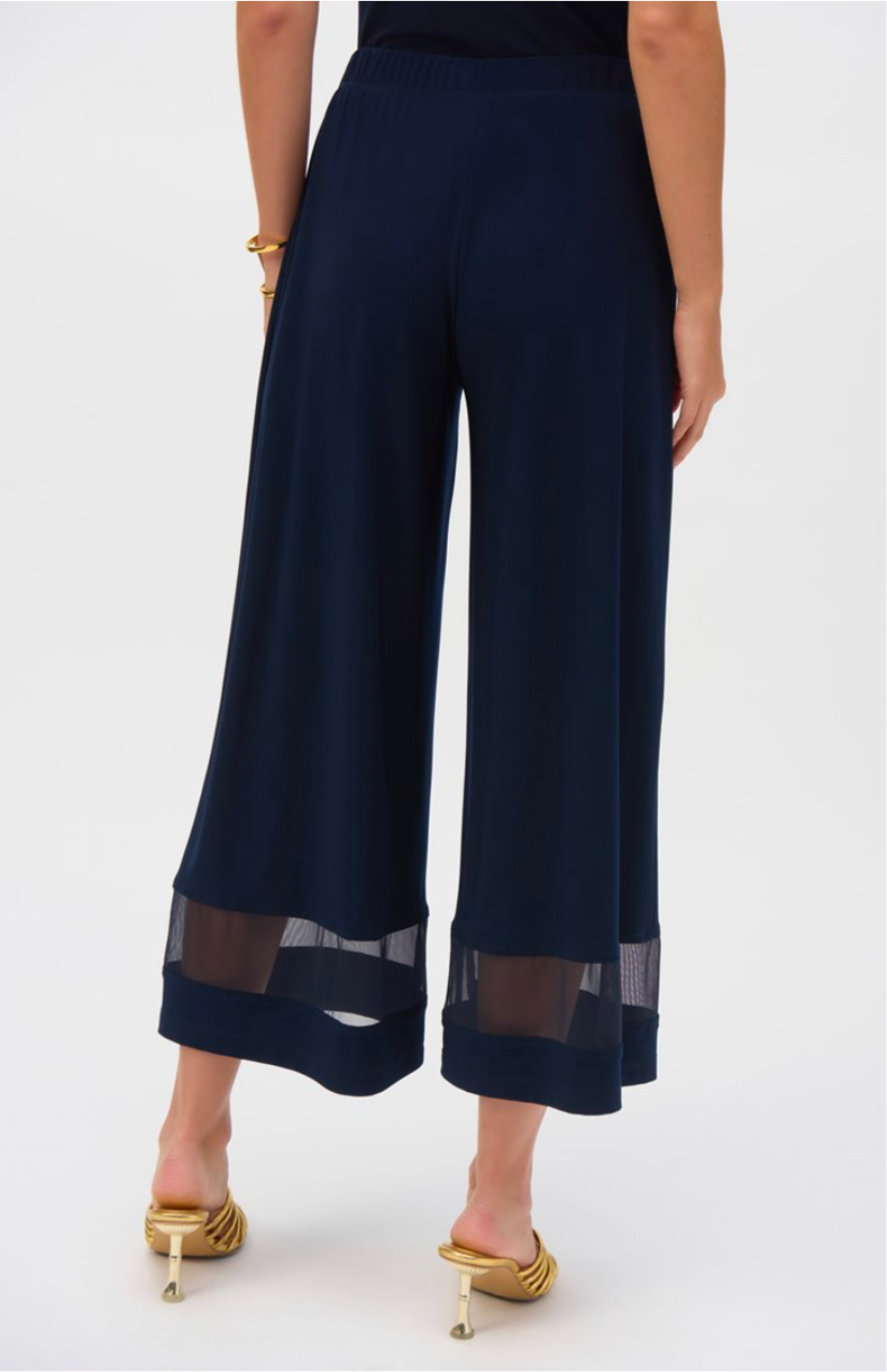 Joseph Ribkoff Navy Silky Knit/Mesh Culotte Pants