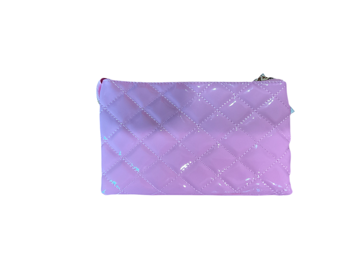 Quilted Glossy Pink Crossbody Purse