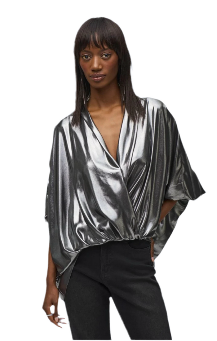 Joseph Ribkoff Metallic Wrap Top