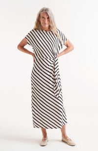 Piano Striped Print Midi Dress