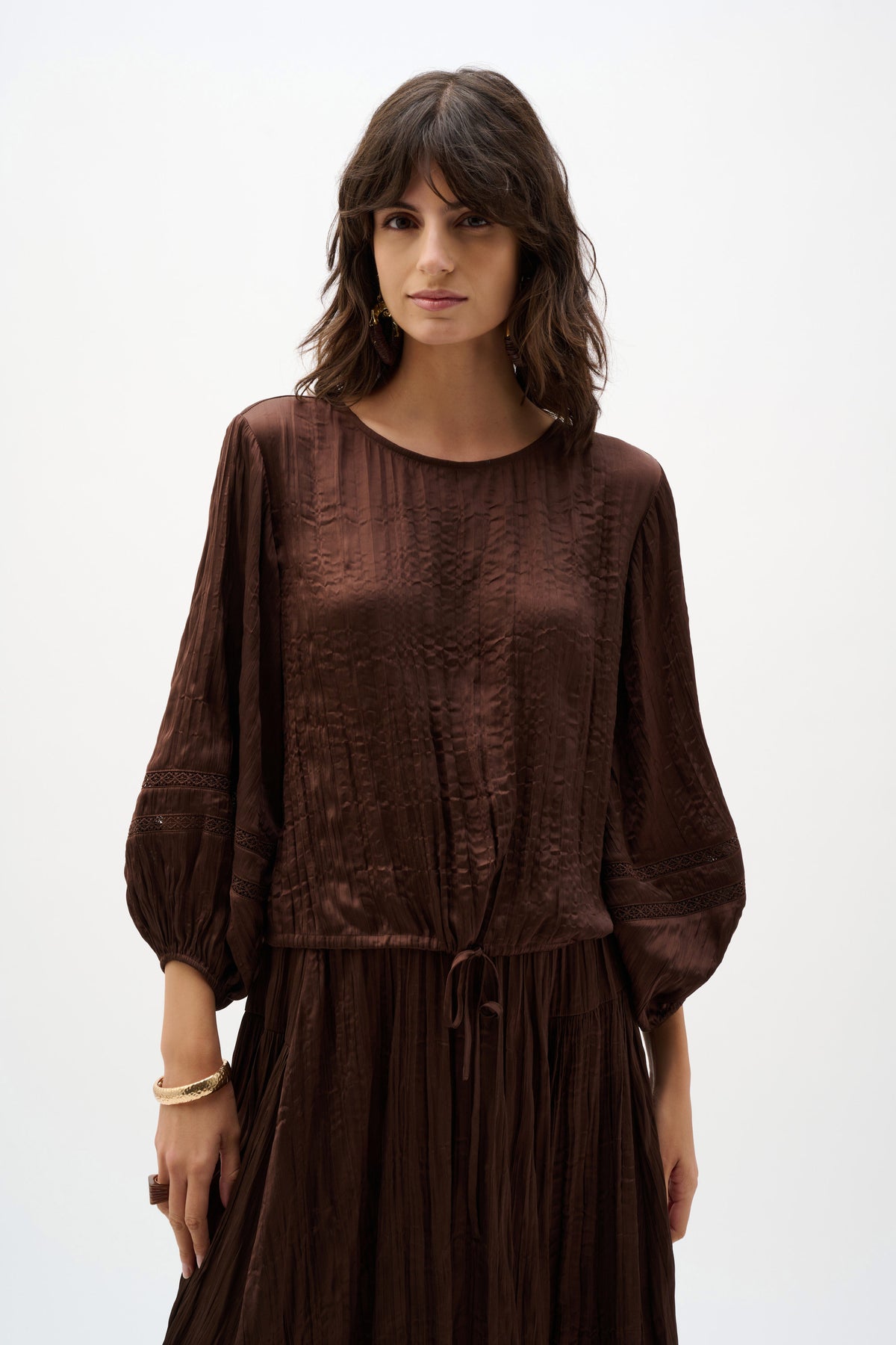 Joseph Ribkoff Pleated Satin Cocoon Top With Pleats
