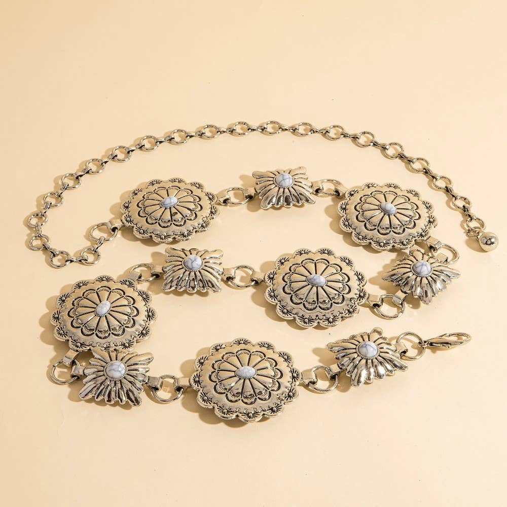 Western Round Concho Disc Chain Belt