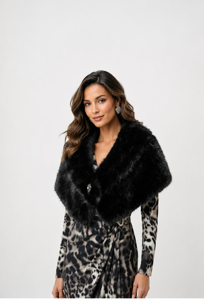 Signature | Faux Fur Shawl Collar Stole