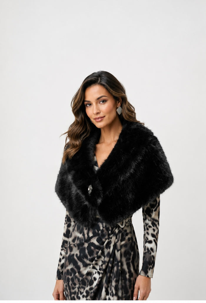 Signature | Faux Fur Shawl Collar Stole