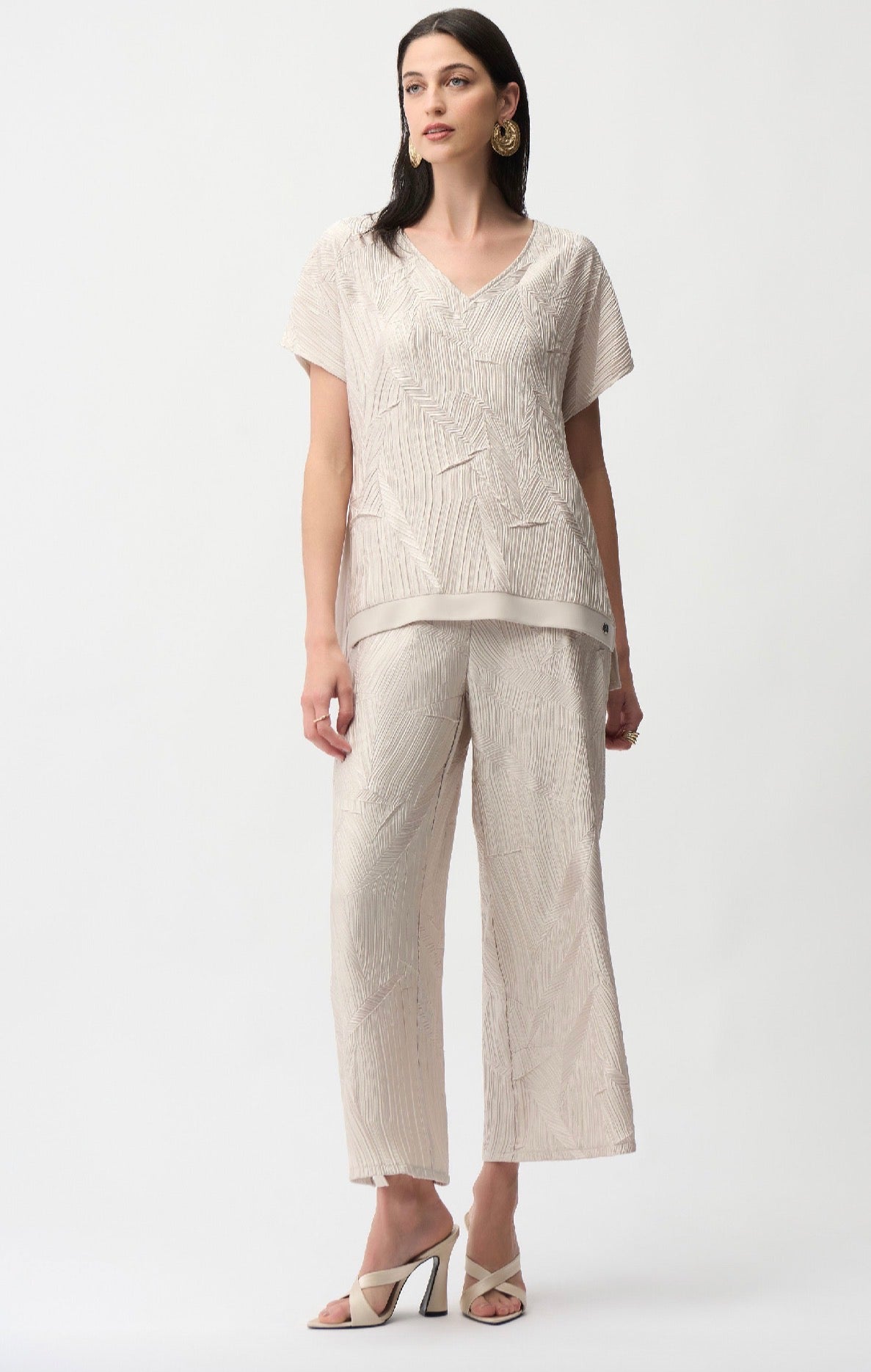 Joseph Ribkoff-Pleated Satin Boxy Pull-On Culotte Pants
