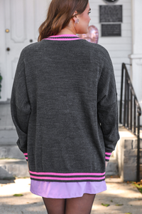 Chenille Patch Candy Hearts Relaxed Cardigan