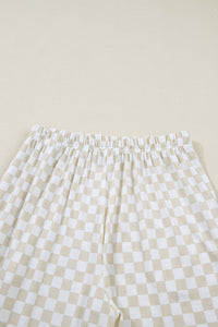 Checkered Print Half Sleeve Tee 2pcs Lounge Pant Set