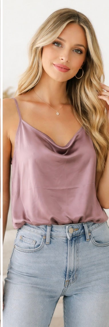 V Neck Satin Spaghetti