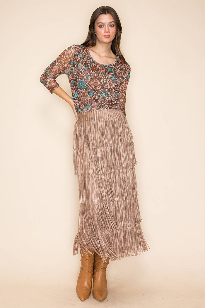 W.A.Y POLY FRINGE SKIRT