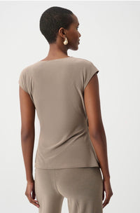 Melange Silky Knit Fitted Wrap Top
