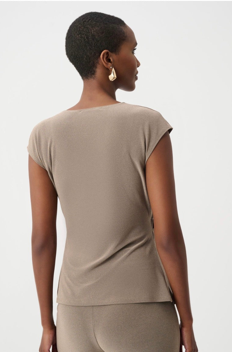Melange Silky Knit Fitted Wrap Top