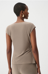 Melange Silky Knit Fitted Wrap Top