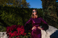 Julianne Sequin Dress in Black Cherry