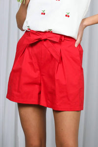 High-Rise Waist Tie 100% Cotton Shorts