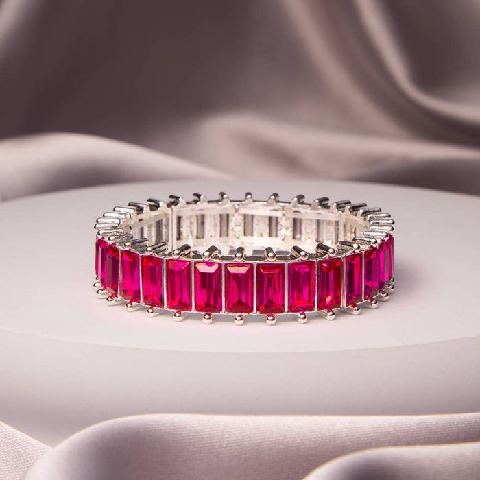 Oversize Baguette Cut Crystal Stretch Bracelet