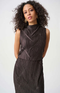Pleated Satin Sleeveless Midi Dress