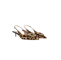 Kammie Leopard Print Calf Hair Buckle Slingbacks