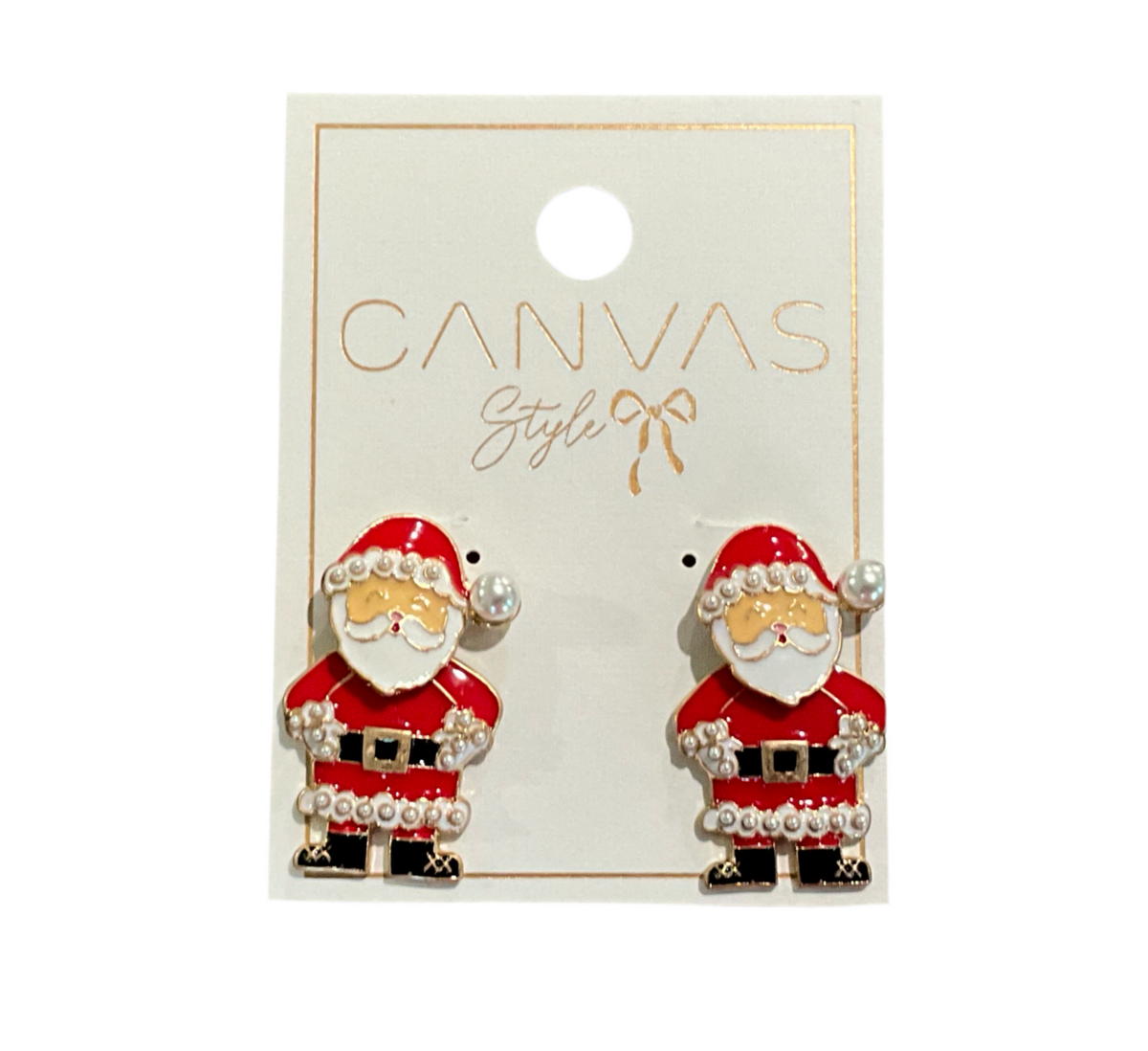 St Nicholas Enamel Santa Stud Earrings in Red and White