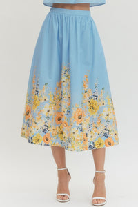 Floral Print Short Sleeve Top & Skirt Set