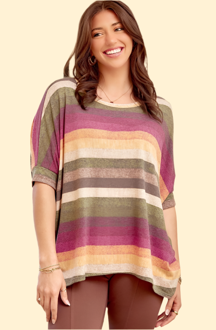 Essential Multi Striped Flowy Top