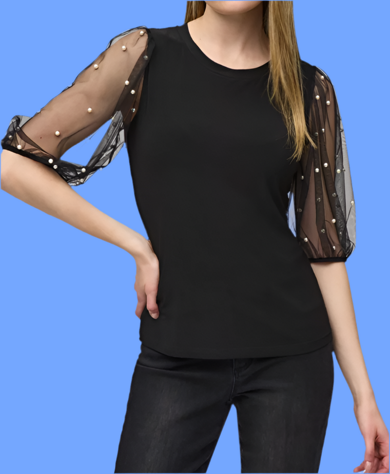 Joseph Ribkoff Embelished Mesh Top