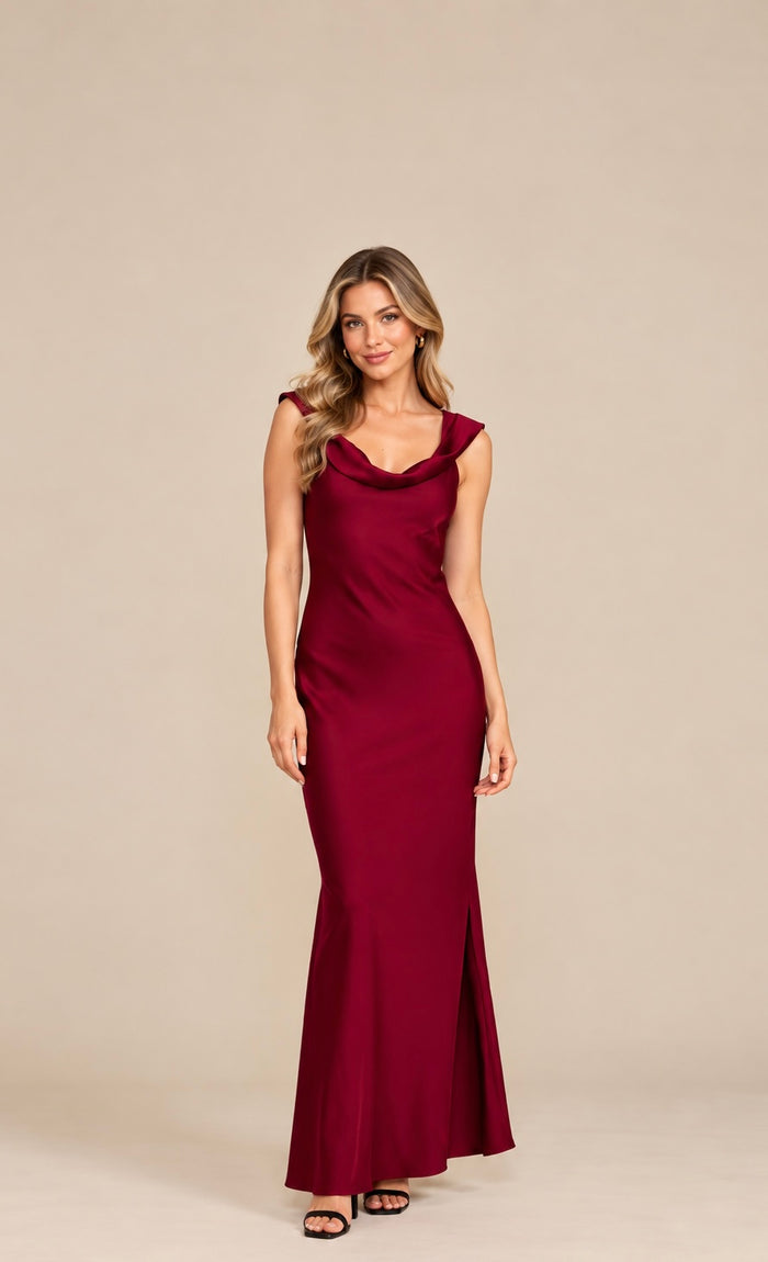 Mireya Satin Cowl Neck Dress