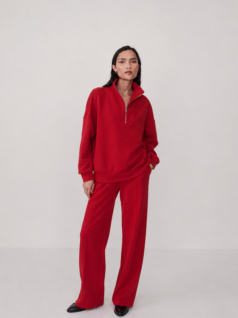 Hawley Half Zip- Red Marl
