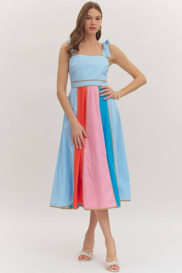 Summer Sorbet Panel Midi Dress