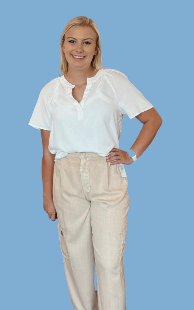 Bella Dahl Short Sleeve White Top