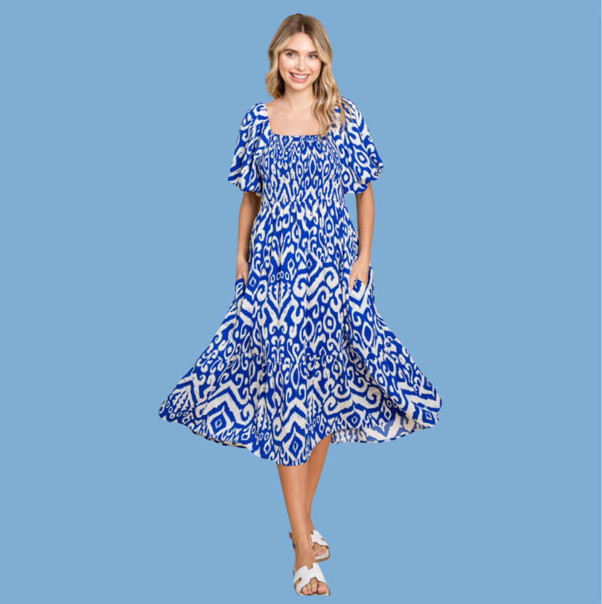 Geometric Royal Print Dress