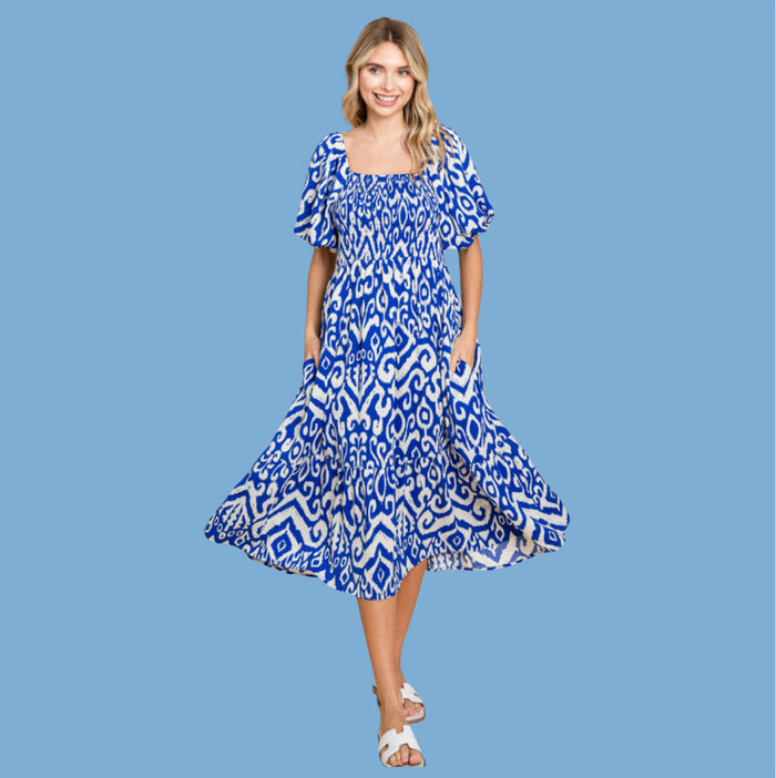 Geometric Royal Print Dress