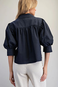 EE:SOME Midnight Puff Sleeve Button Down Shirt
